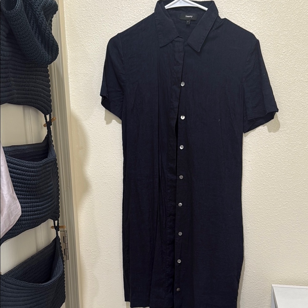 Theory linen blend Button Down dress